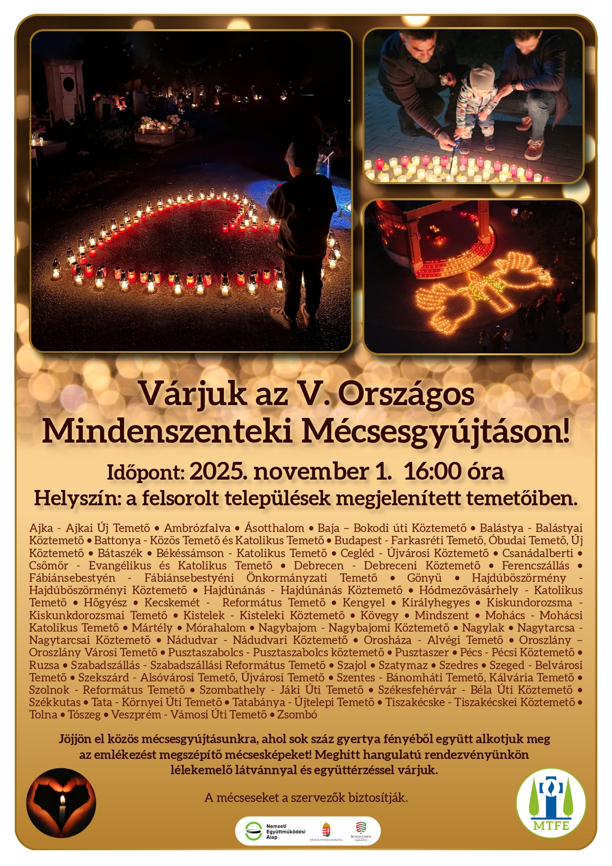 V. Országos Mindenszenteki Mécsesgyújtás plakát - MTFE